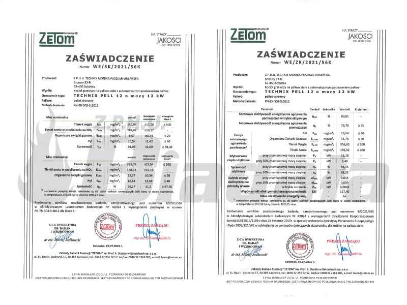 Piec, kocioł C.O. Ekopel 12 kW DUO na PELLET + ekogroszek 5 KLASA