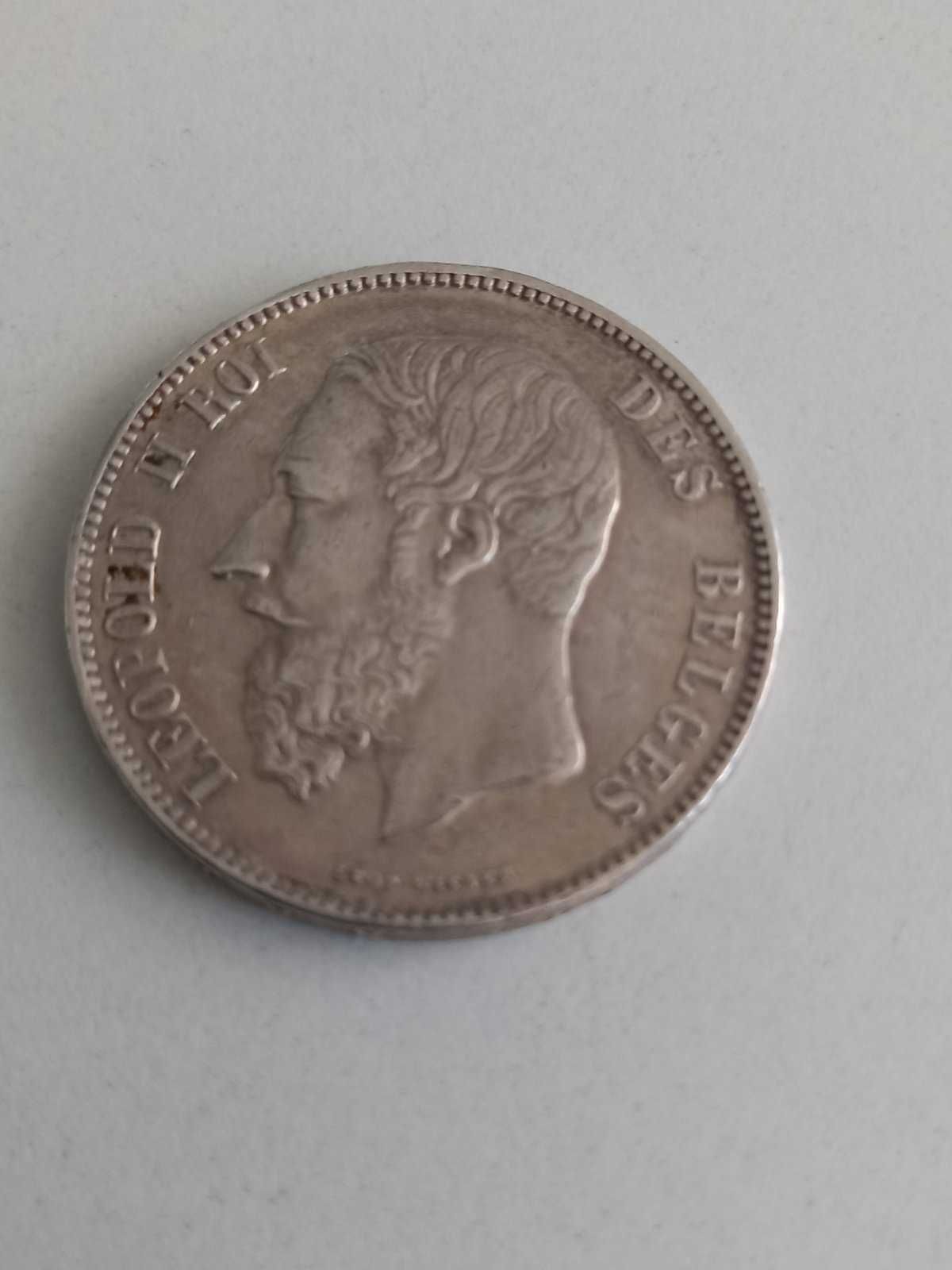 Срібло 900 монета 5 франків Леопольд II  1870 р