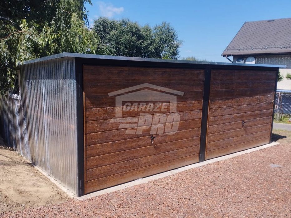 Garaż blaszany 6x6 2x Brama + drzwi 2x okno pod ocieplenie GP205