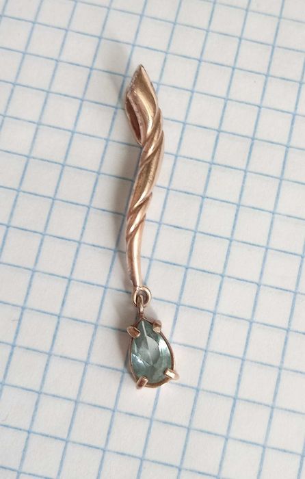 Вінтажний Підвіс кулон з камнем Срібло 925 Позолота. Аквамарин. Вінтаж