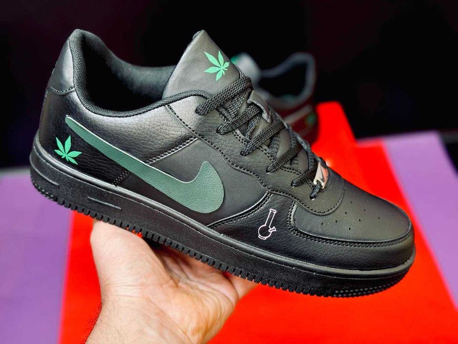 Чоловічі шкіряні кроcівки Nike Air Force чорні осіні кросівки найк