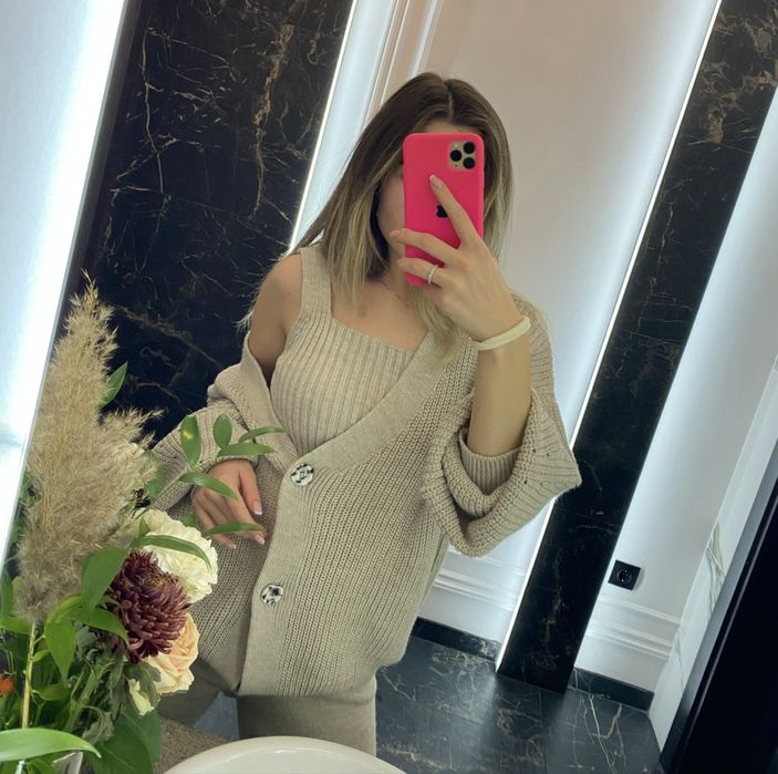 Костюм жіночий трійка вʼязаний кардиган