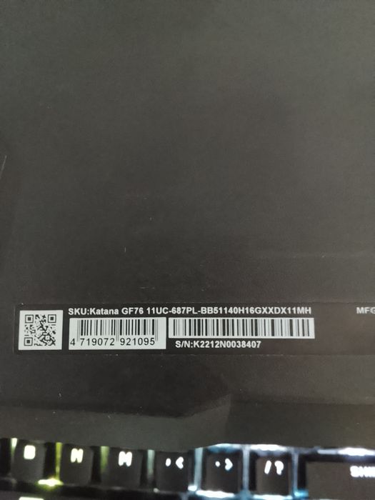 Laptop MSI Katana GF76 11UC-687PL+Mysz+Klawiatura+Podstawka chłodząca