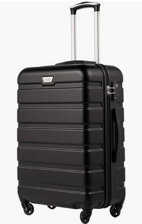 COOLIFE Twarda średnia walizka ABS, 67x46x26 60L zamek TSA CZARNA