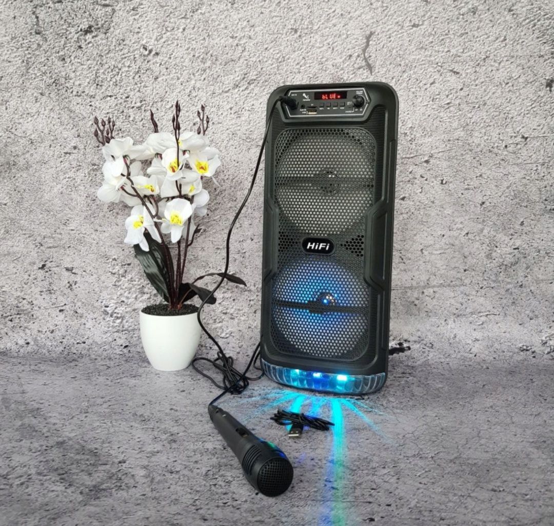 Głośnik przenośny 1200W bluetooth karaoke + mikrofon zestaw boom box 2