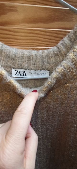 Zara beżowo- złoty sweter r. M/L