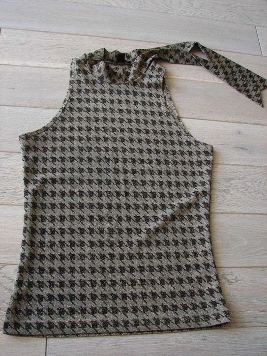 Elegancka Złota Bluzka Top gołe ramiona S