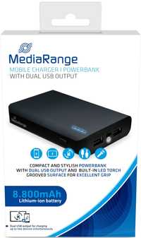 Повербанк MediaRange 2xUSB 2.0 8800 mAh Black