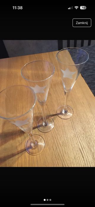 IKEA 3 szt.kieliszków do szampana z gwiazdką