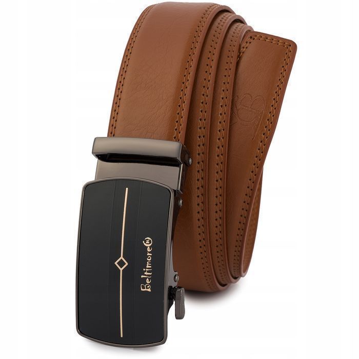 Pasek męski skórzany do spodni jeans casual automat gładka skóra 110