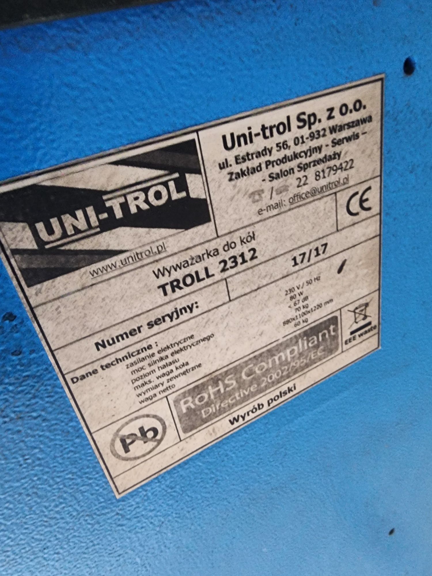 Montażownica do kól JANKA KK unitrol + wyważarka do kół unitrol TROLL