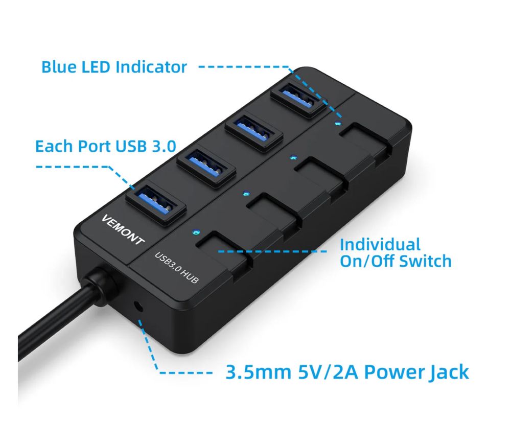 koncentrator USB 3.0 porty USB VEMONT