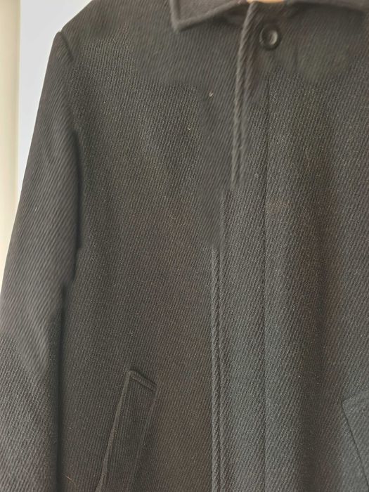 czarny jesienny zimowy elegancki welniany kaszmirowy płaszcz męski 38M