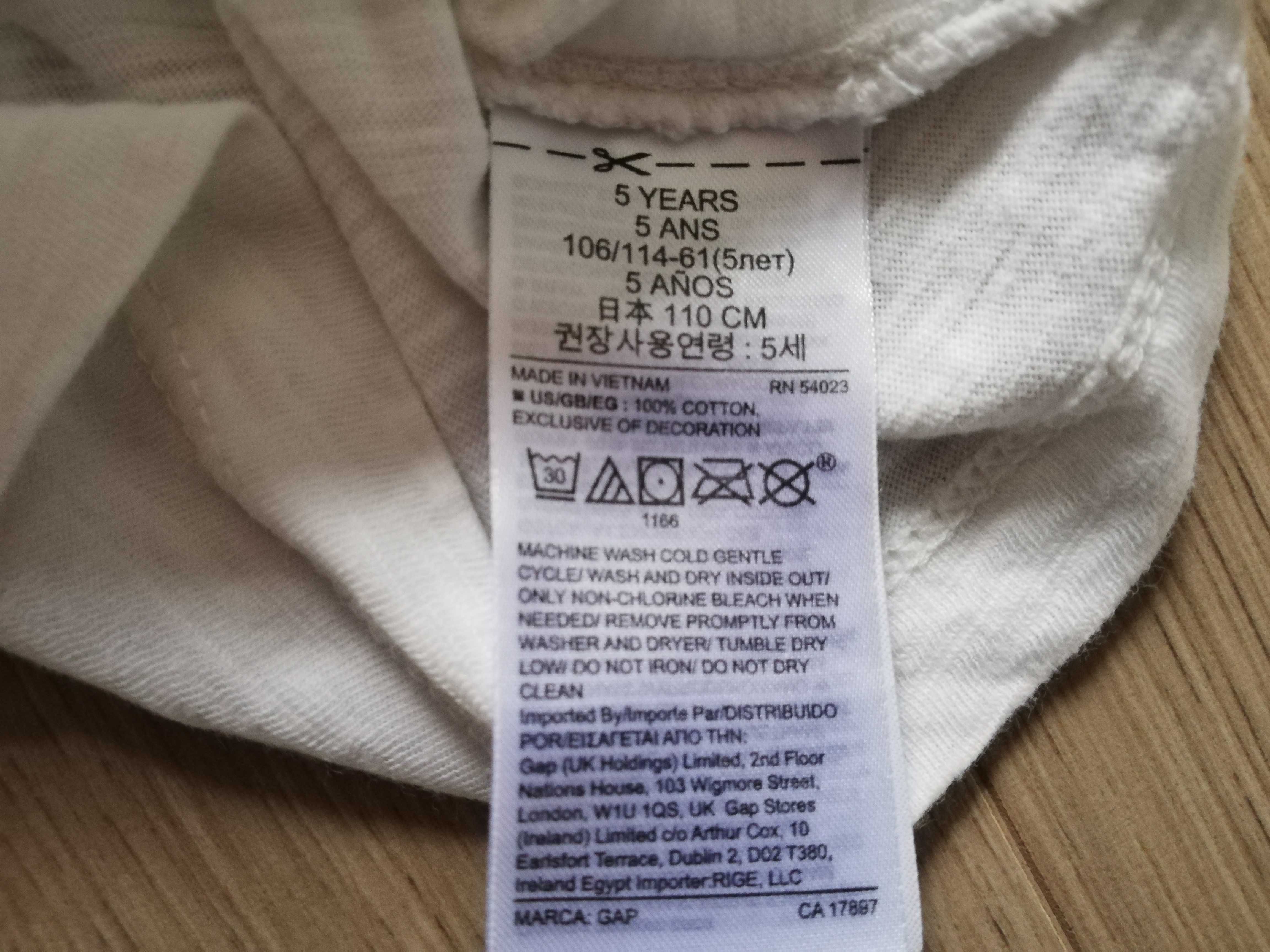 GAP koszulka bluzka z długim rękawem ecru z koparką 110
