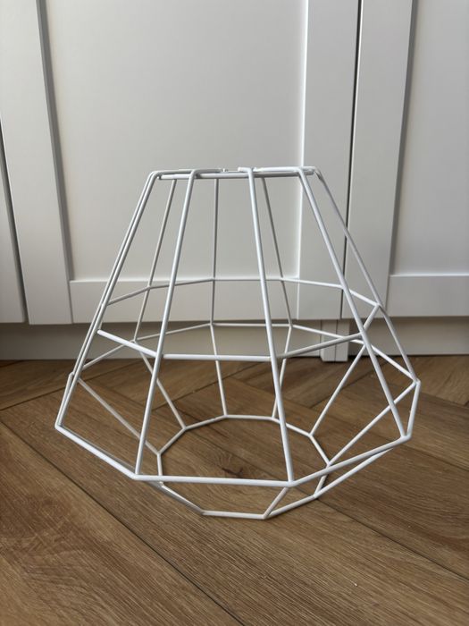 klosz z drutu abażur diament biały do lampy metalowy loft żyrandola