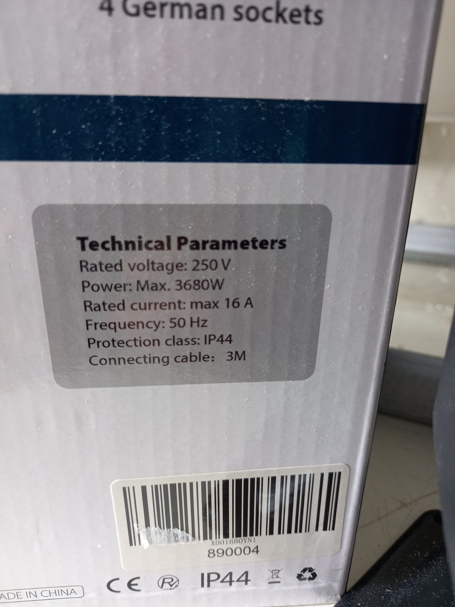Przedłużacz ogrodowy 250 V, 3680W, 16 A, 50 Hz, IP44, 3 metry