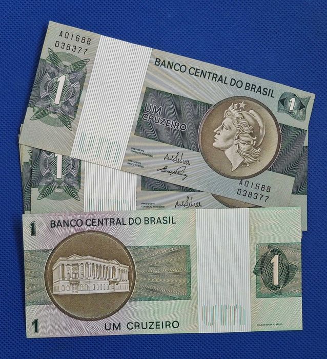 Brasil - 1 cruzeiro (UNC) fundo da imagem castanho