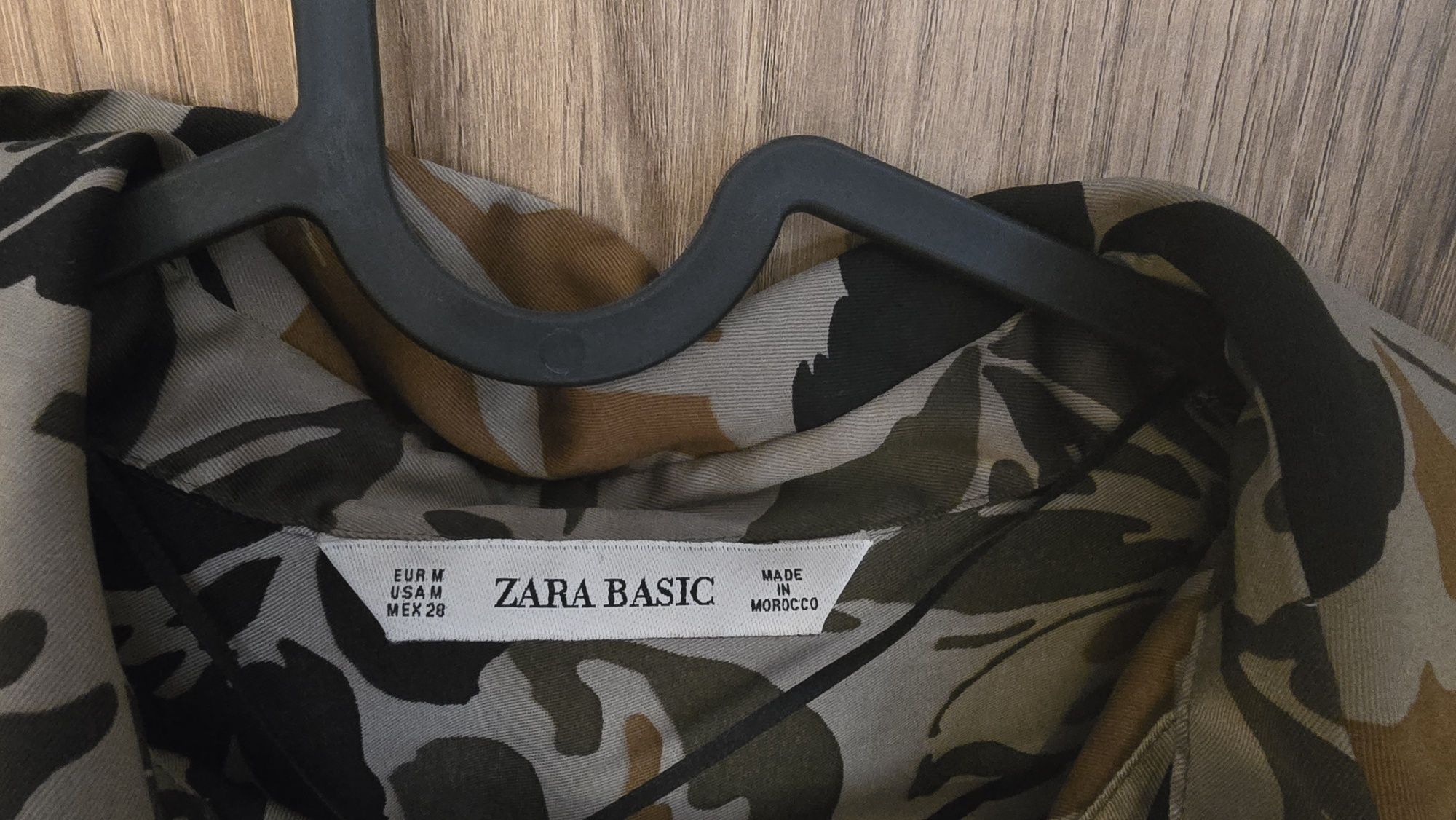 Zara sukienka zielona monstery flora M 38 Pasek midi basic