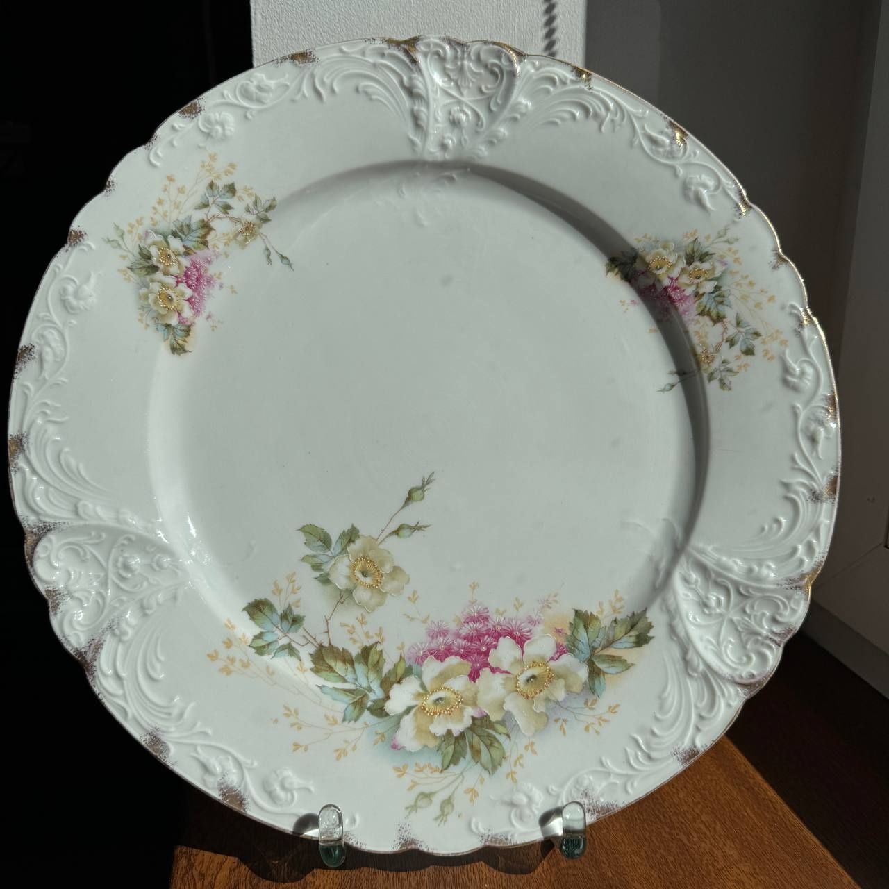Patera Różyczki Carl Teich CT XIX wiek Porcelana ryflowana