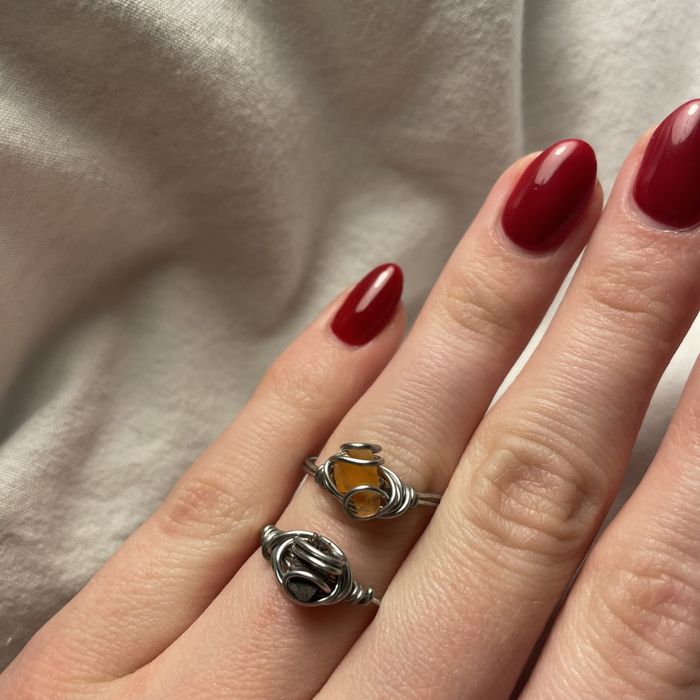 pierscionki agat i granat