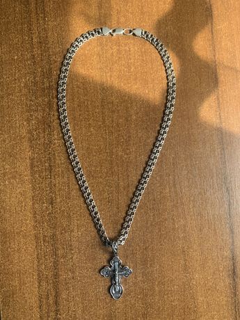 Серебренная цепочка с крестиком 925 проба