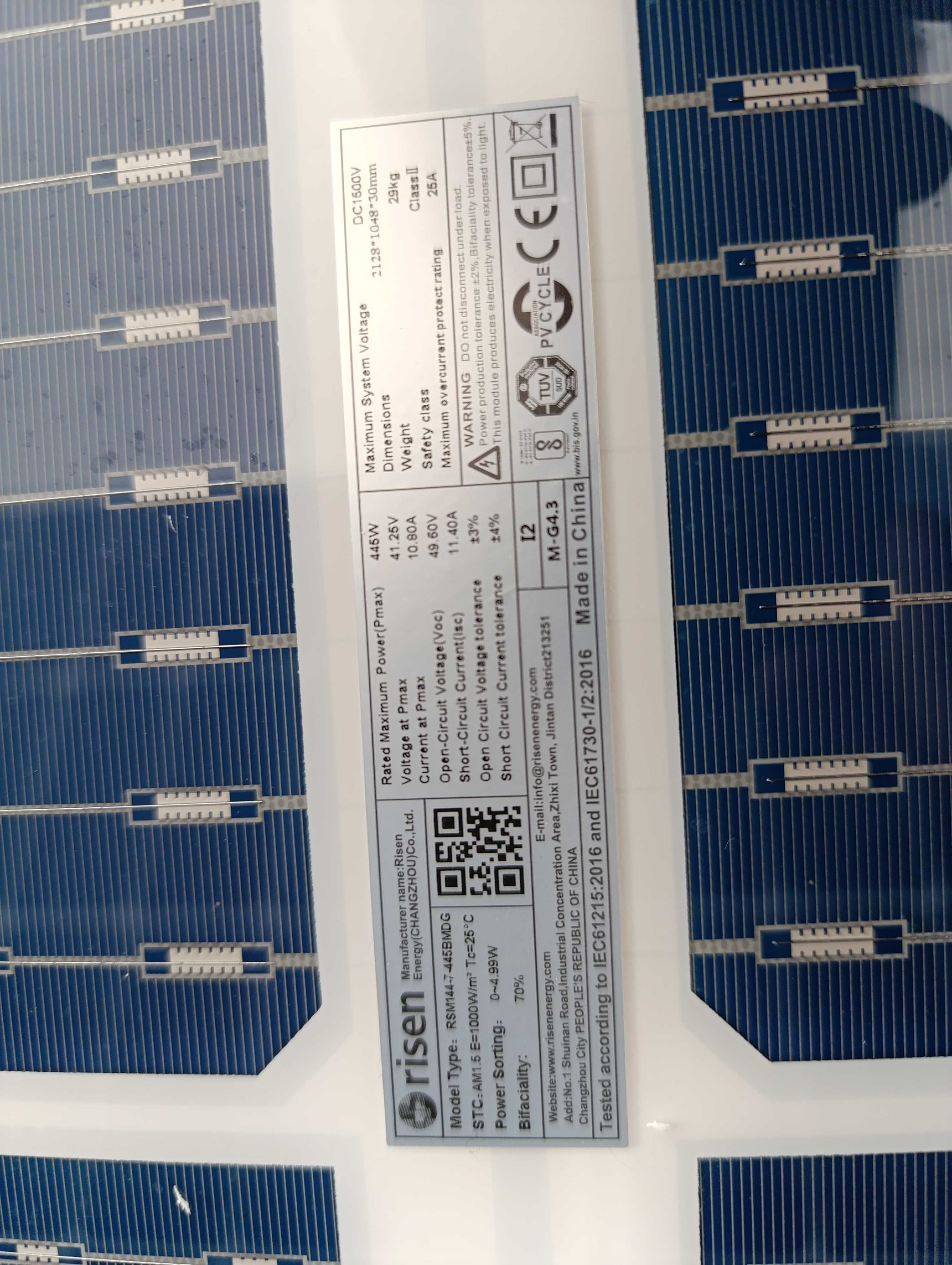 Panel fotowoltaiczny Risen 445W Bifacial - srebrna rama