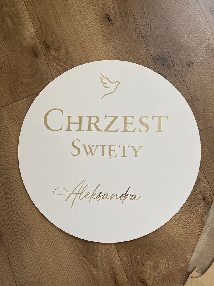 Tablica srednica 50cm • napis Chrzest Święty Aleksandra