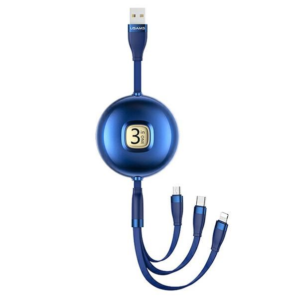 USAMS Kabel U69 3w1 1m niebieski/blue(lightning/microUSB/USB-C)