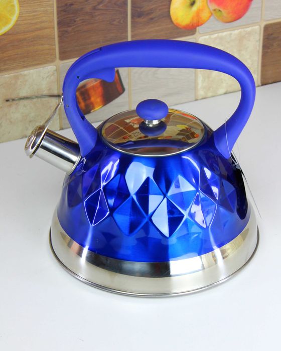 Czajnik 3L na gaz z Gwizdkiem – niebieski, Stal Nierdzewna, Indukcja