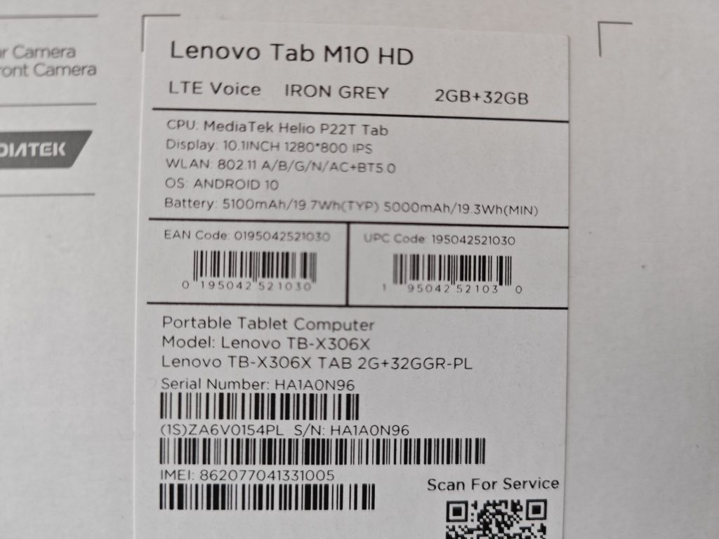 Tablet Lenovo TAB M10 HD TB-X306X