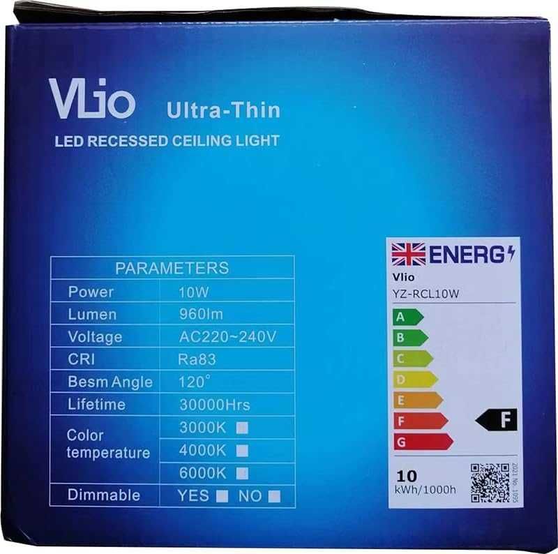 Reflektory wpuszczane Vlio LED 230V, 10W, ciepła biel, 10szt-312