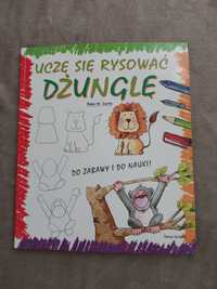 Książka kolorowanka  do nauki rysowania dżungla