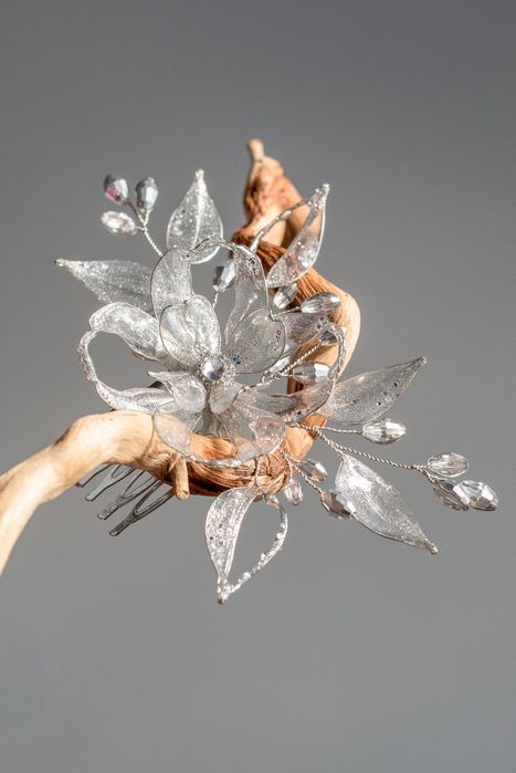 Ozdoba do Włosów , Grzebień Ślubny Kryształowy Kwiat