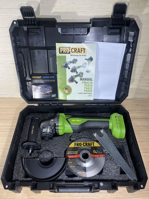 Болгарка акумуляторна PROCRAFT PGA22 Безщіткова 125мм/Кейс/без АКБтаЗП