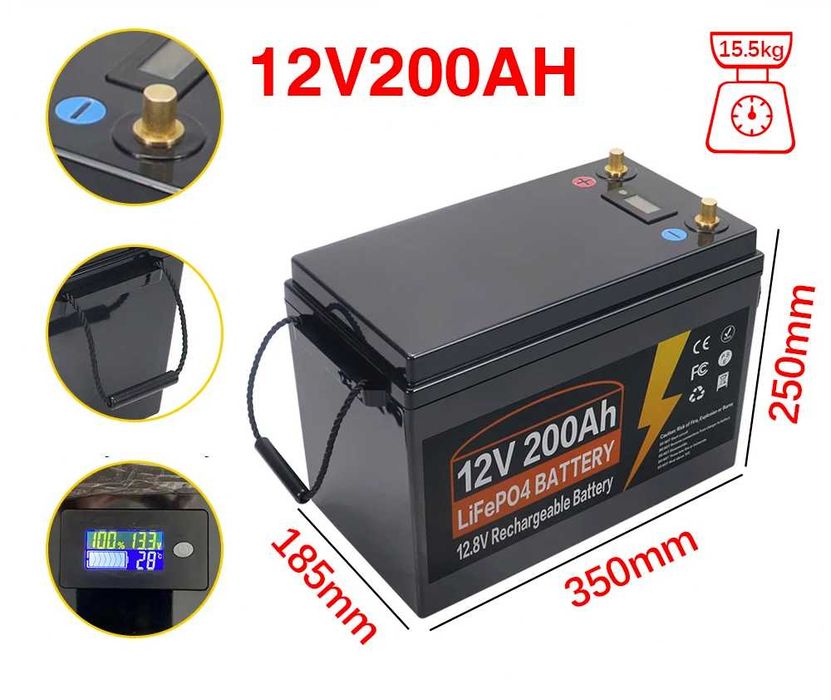 Akumulator LiFePo4 200ah 12V ładowarka BMS magazyn kamper off-grid