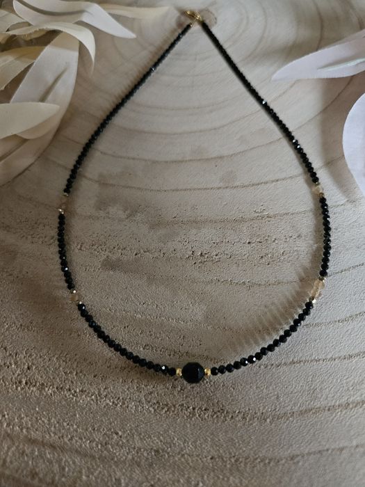 Naszyjnik Choker kamienie naturalne Spinel Onyks Hematyt Kocie oko