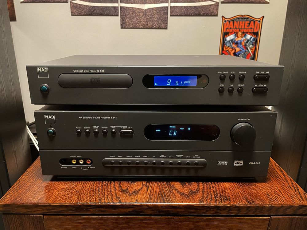 Wzmacniacz amplituner zestaw stereo NAD T741 + CD NAD C520