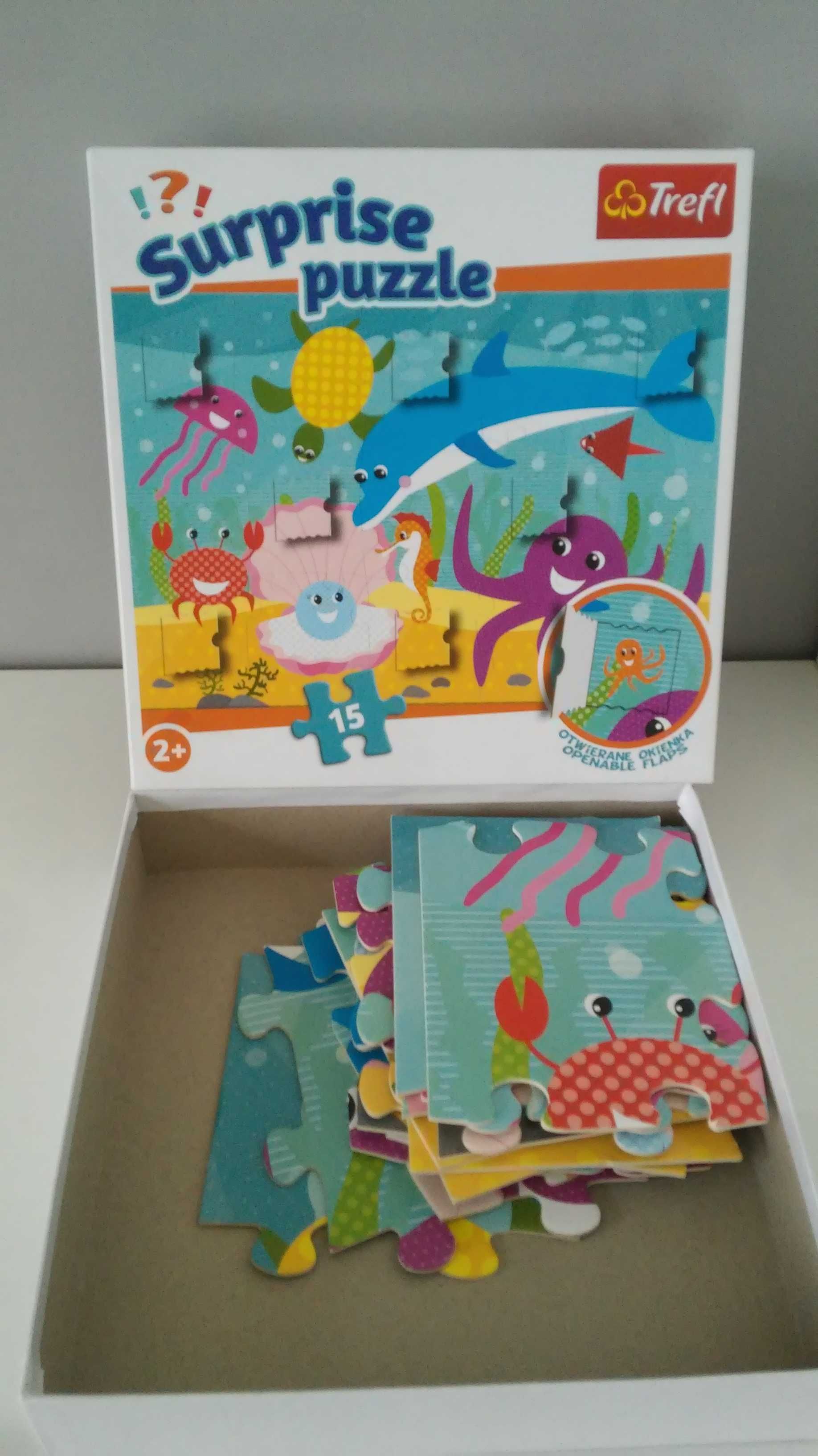Surprise puzzle z okienkami 15 elementów RYBY OCEAN WODA duże PUZZLE