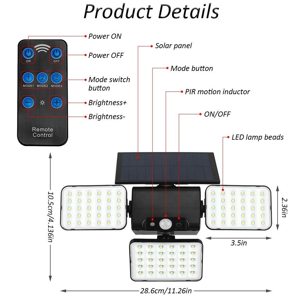 Projetor solar LED com sensor de movimento
