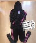 Dres welurowy biust 100 dres czarny z rozowymi pasami