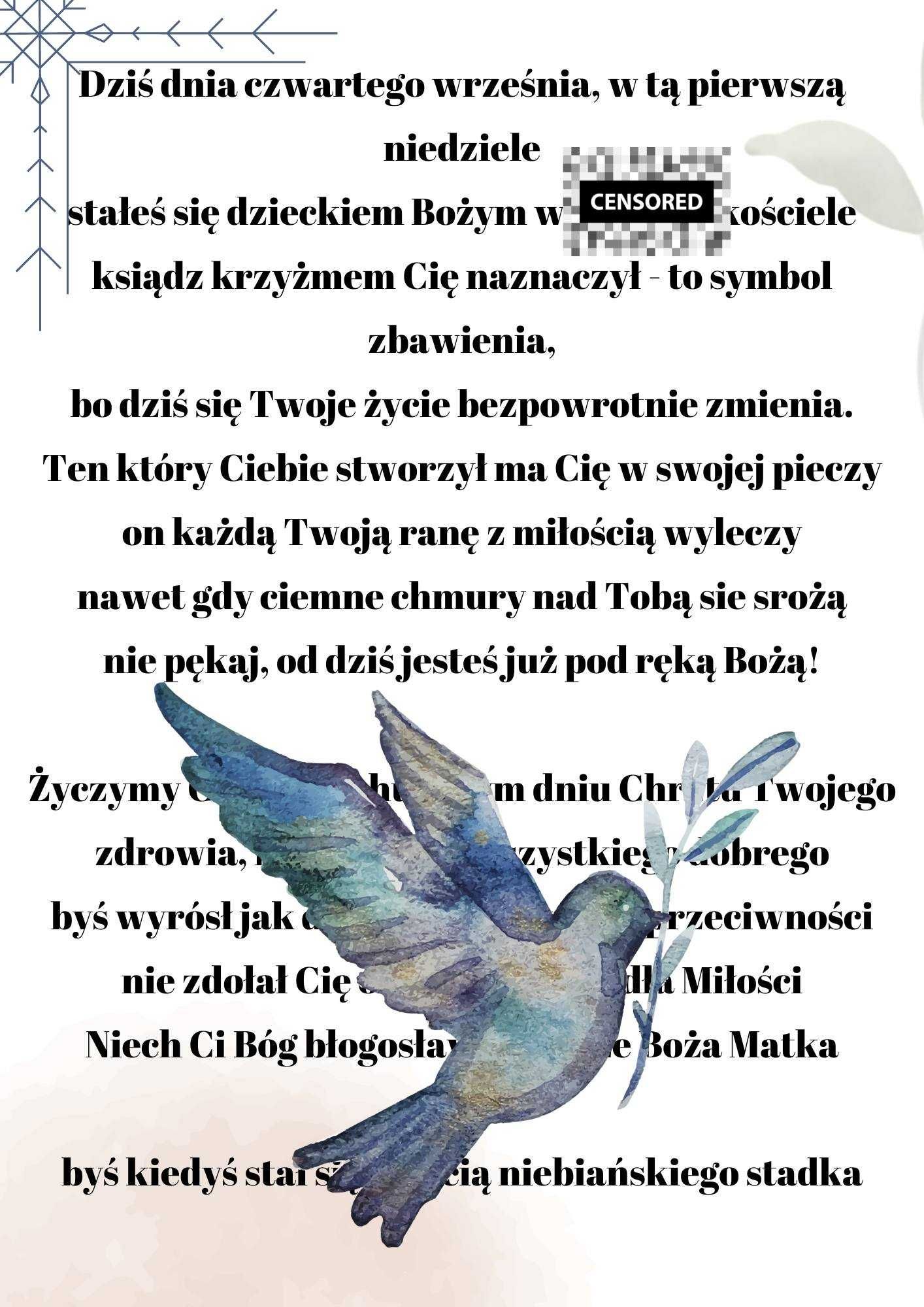 Personalizowane wiersze życzenia podziękowania - pamiątki