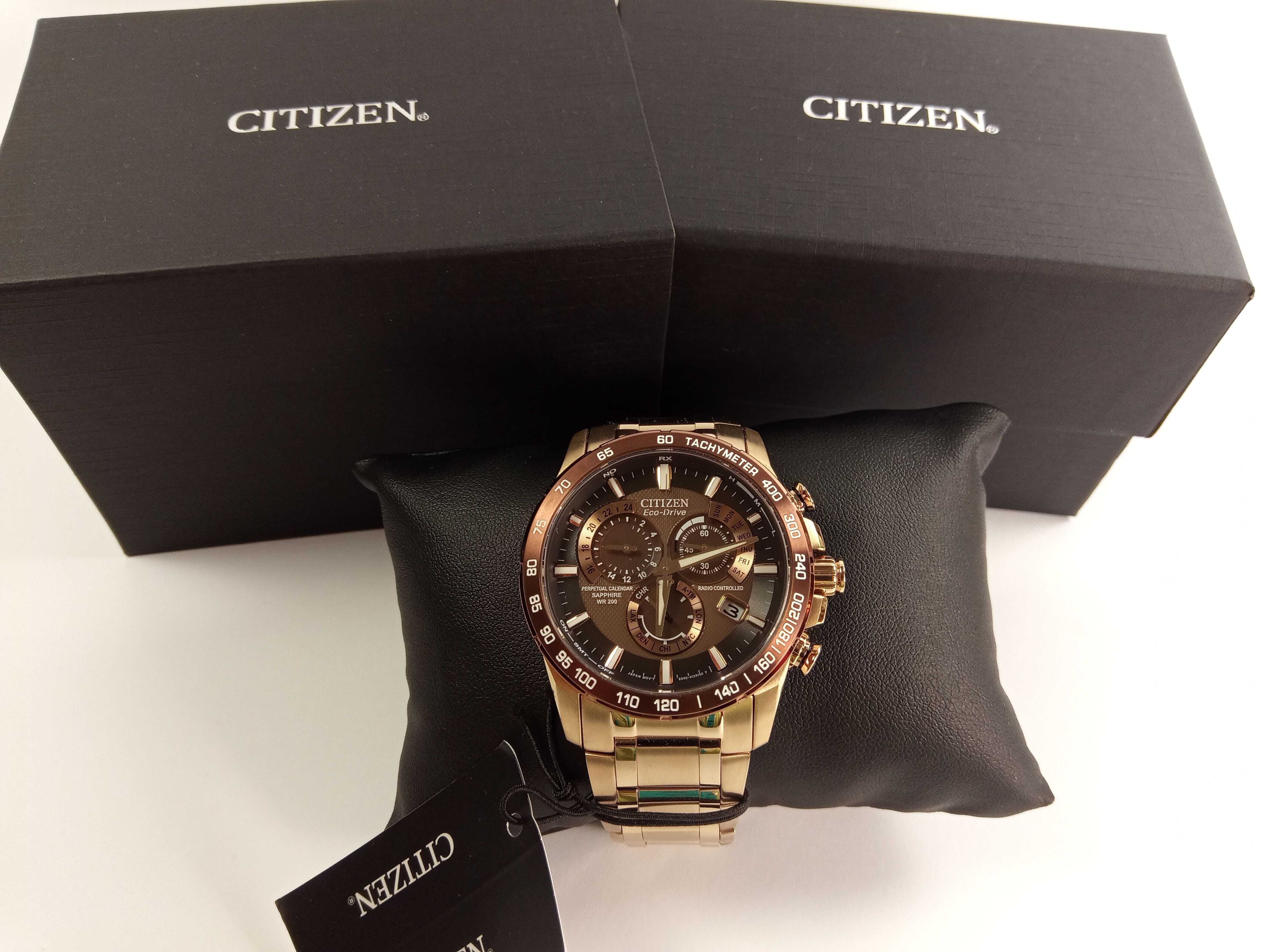 Японские часы Citizen AT4106-52X радиоконтроль, вечник сапфир тахиметр