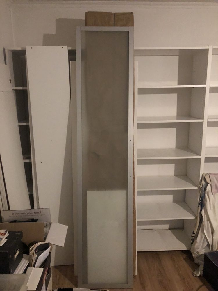 Drzwi IKEA Pax Drammen 229 x 50 cm szklo hartowane, aluminium