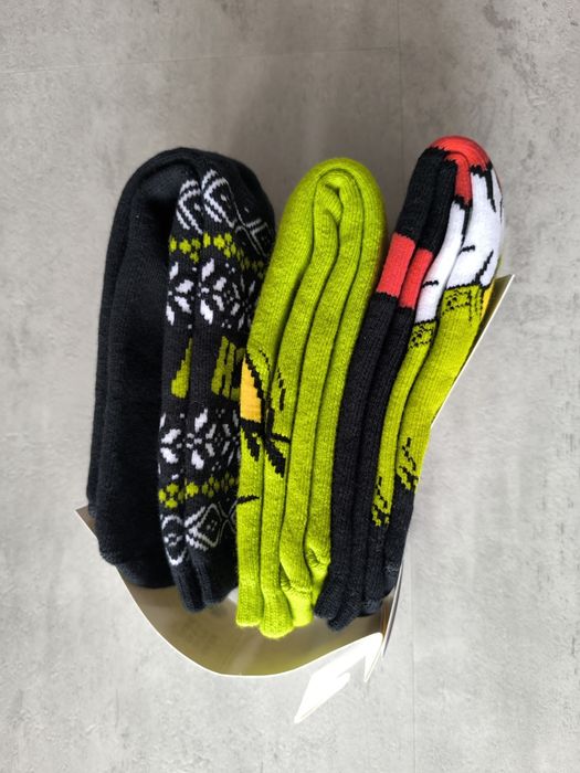 H&M 3-pack grube zimowe skarpetki Grinch r.31-33