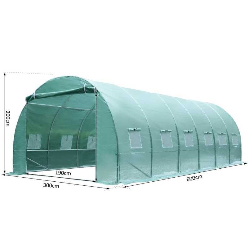 Estufa para Horta ou Jardim com 12 Janelas estrutura de aço - 6x3x2m