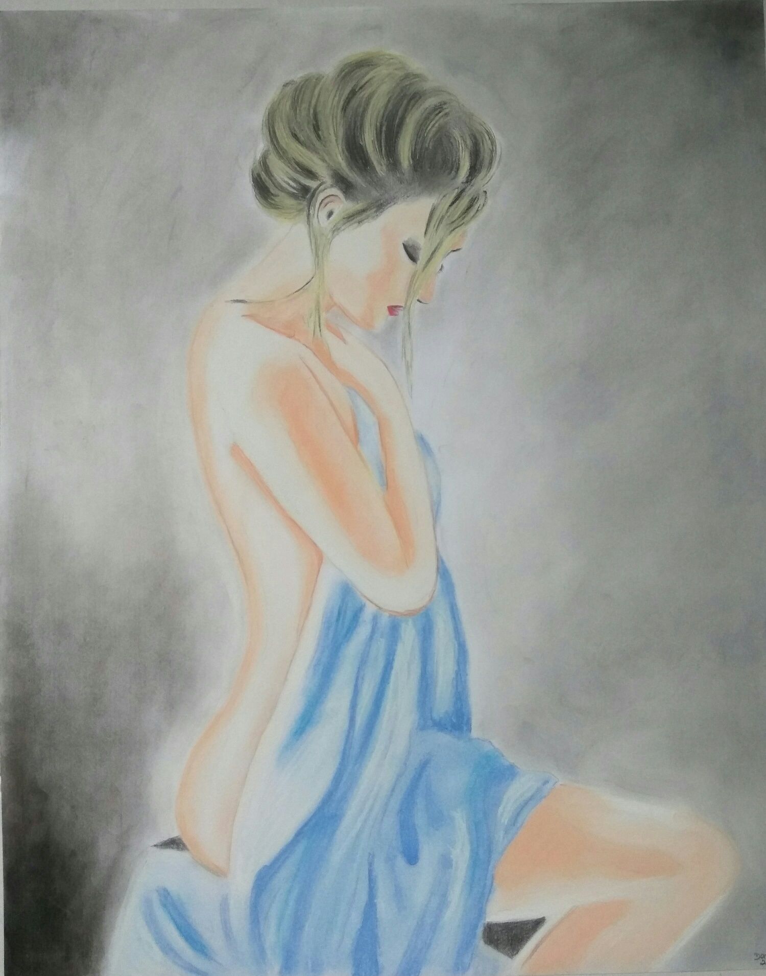 Akt kobiecy obraz pastel erotyczny pastele suche malowany rękodzieło