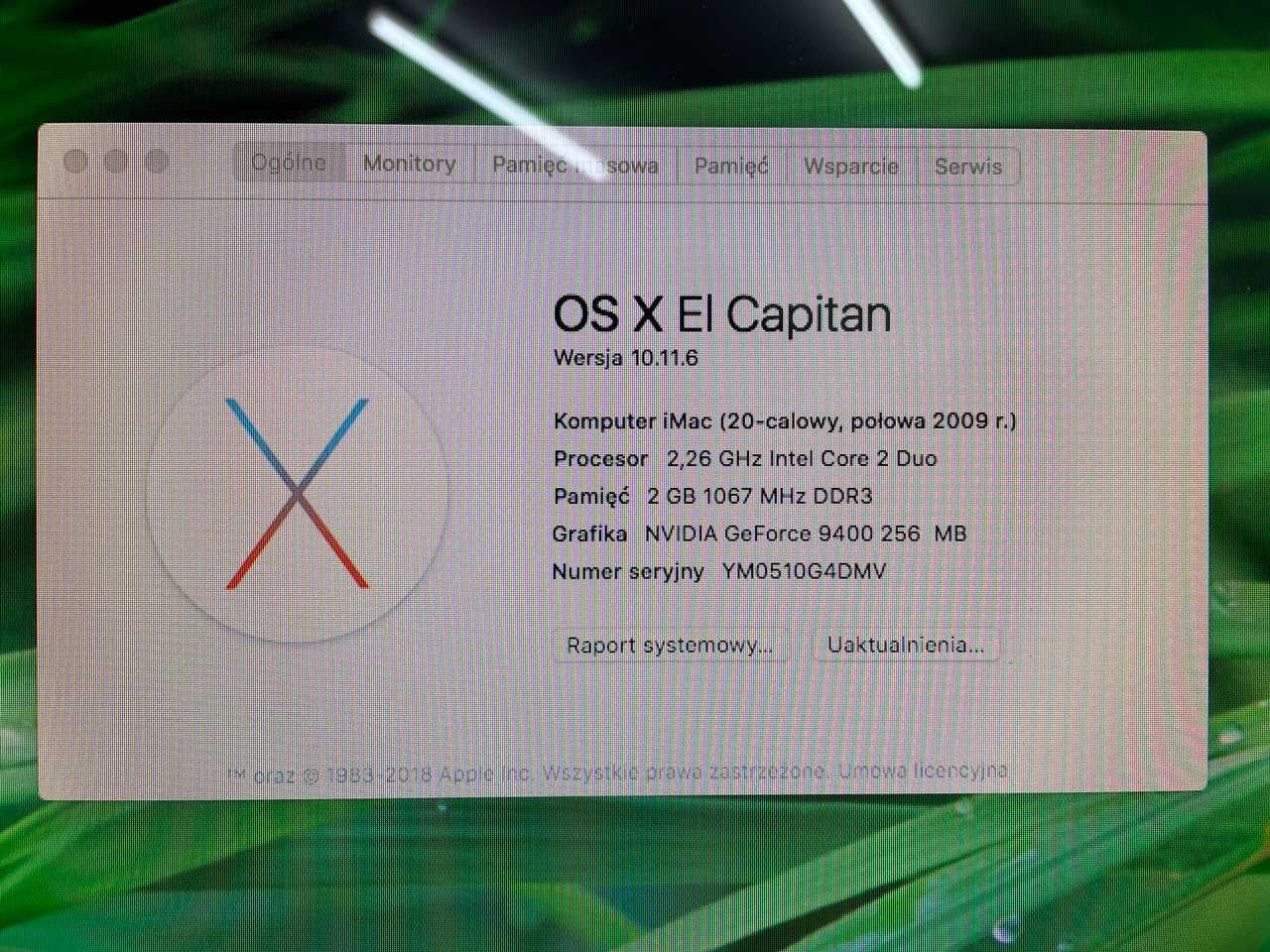 Komputer Apple iMac 20" połowa 2009 r. 2,26 GHz Intel Core 2 Duo 2 GB