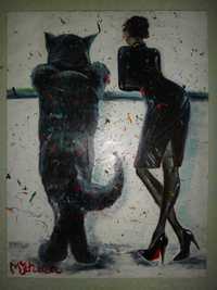 Картина  "Беседа Бегемота с Маргаритой" масло, холст