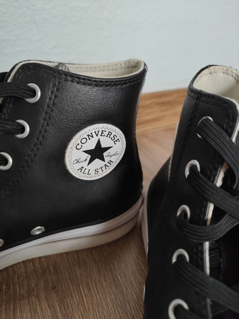 Czarne skórzane buty Converse Chuck Taylor all star skórzane trampki