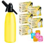 Saturator syfon do wody sodowej żółty 1L + 50 naboi + 5 kostek lodu